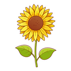 Vibrant Sunflower Vector – Golden Petals & Dark Brown Center on White for Botanical Designs, Sunflower Vector – Golden Petals & Dark Brown Center,  Botanical Sunflower Art