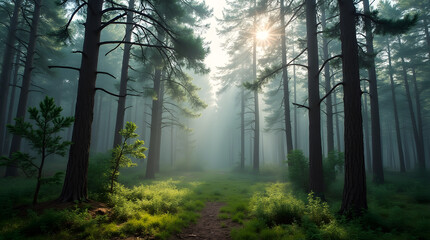 Naklejka premium Serene Forest Pathway