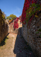The traditional stone street of the tourist town of Papigo in the mountains of Epirus in Greece