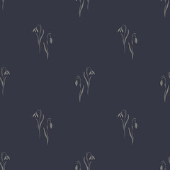 Spring snowdrop flowers create a seamless pattern for seasonal decor