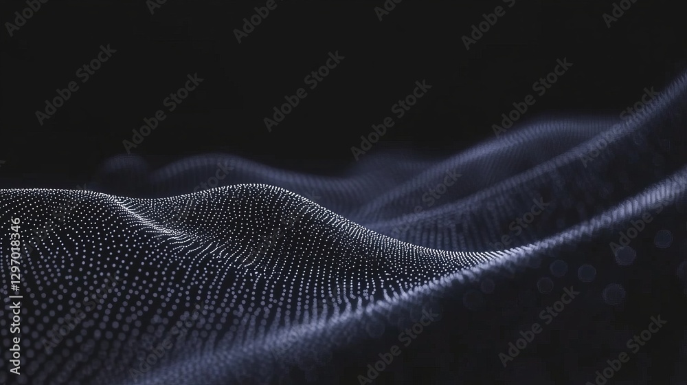 Sticker a black background with a blue wave. abstract background of technology wave and dot.