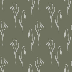 Beautiful snowdrop flowers creating a seamless pattern for springtime decor