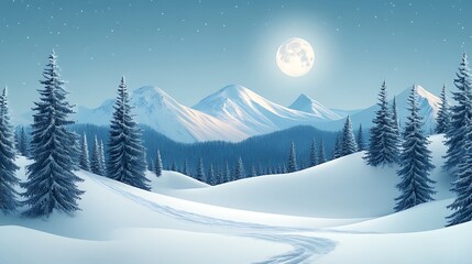 Obraz premium Snowy Mountain Range at Night
