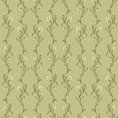 Beautiful seamless pattern of snowdrop flowers in delicate spring hues