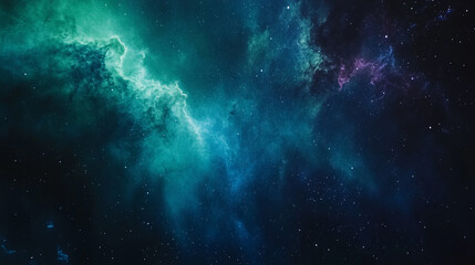 Naklejka premium Stunning teal and purple nebula cosmic background space stars sky art deep dark night color image