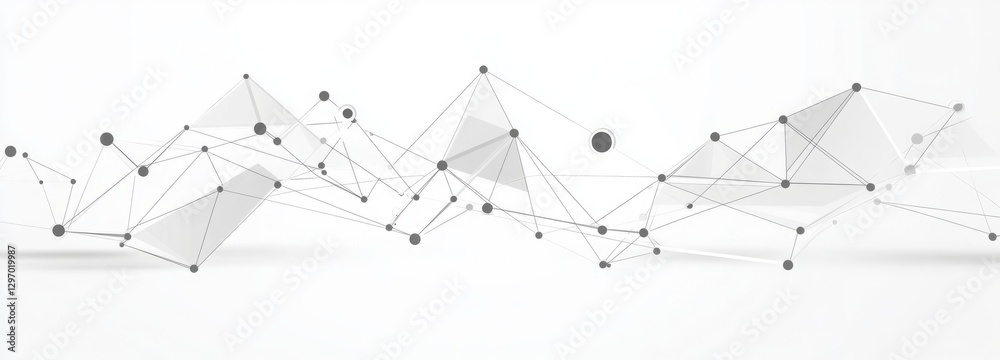 Wall mural a line of triangles and dots on a white background. abstract background of technology wave and dot.