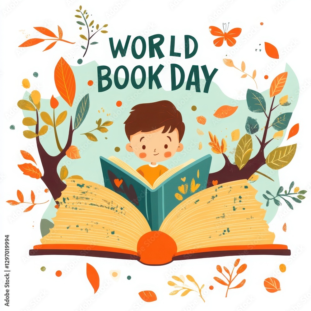 Fototapete world book day vector design with text 