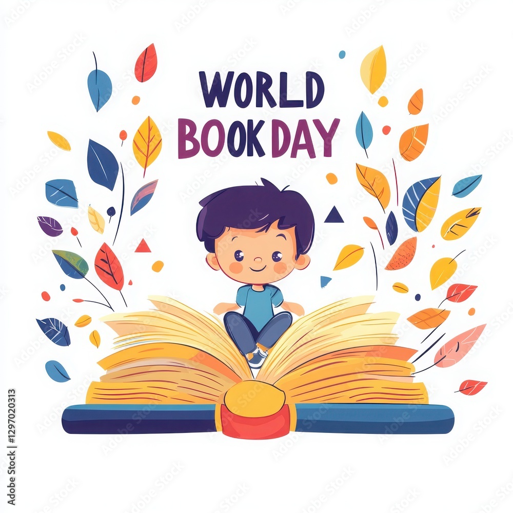 Fototapete world book day vector design with text 
