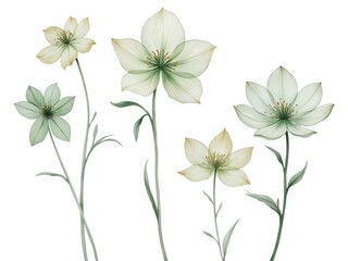 Obraz premium Delicate floral illustrations with soft hues and elegant designs