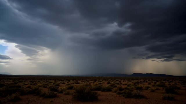Desert Storm: Dramatic Lightning Strikes over Arid Landscape