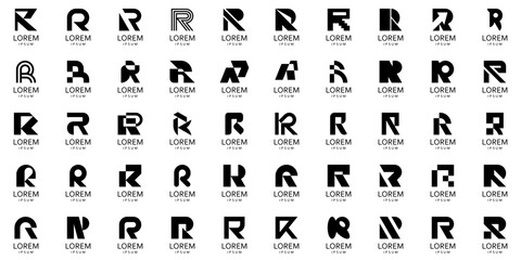 Logos collection with letter R. Geometric abstract logos. Icon design
