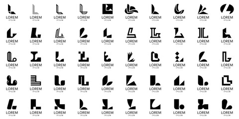 Logos collection with letter L. Geometric abstract logos. Icon design
