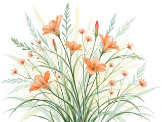 Fototapeta premium Delicate orange blossoms with lush greenery