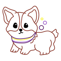 Corgi's Pride: A charming corgi, adorned with a non-binary pride flag and bubbles. This heartwarming illustration celebrates inclusivity and diversity.