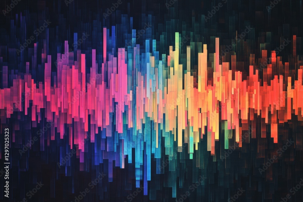Aufkleber colorful sound wave visualization with vibrant hues and sharp vertical lines reflecting musical ener