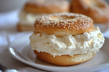 Bagel Sandwich with Fluffy Cloud-Like Cream Cheese