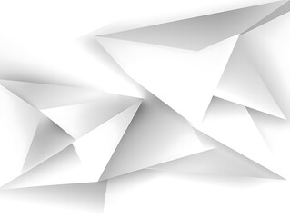 A white abstract composition showcasing overlapping geometric shapes and shadows