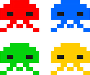 Cute monsters pixel art Vector image or clip art