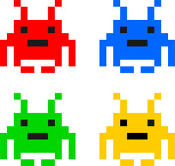 Cute monsters pixel art Vector image or clip art