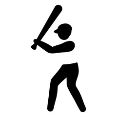 Baseball Batter in Action: An iconic, graphic representation of a baseball player in mid-swing, bat held high, poised to hit the ball. A symbol of athleticism and the thrill of sports.