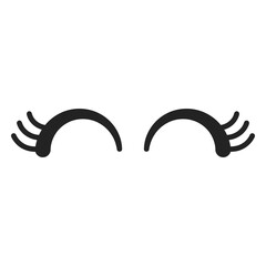 Dreamy Eyes: Black stylized closed eyes with delicate eyelashes on a simple setting, evoking a sense of peace and tranquility.