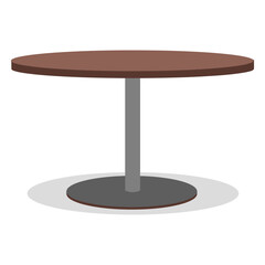 Round Wooden Table: A simple yet elegant round wooden table with a dark brown top and a sleek silver base, perfect for adding a touch of modern minimalism to any space.