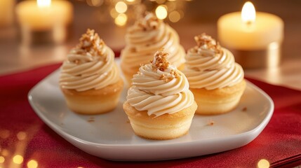 Elegant Almond Cream Kuih Makmur Desserts on a Festive Plate