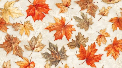 Fototapeta premium Colorful Autumn Leaves Forming Vibrant Natural Patterns Showcasing the Beauty of Fall Foliage