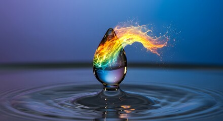 A water droplet blending into a wave of renewable energy. Sustainability and Green Business