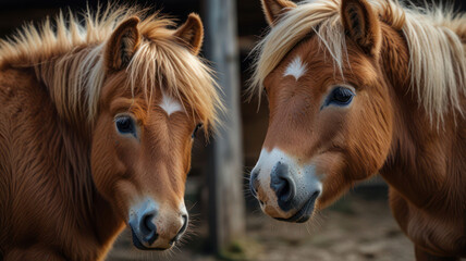 Obraz premium close-up of two small ponies