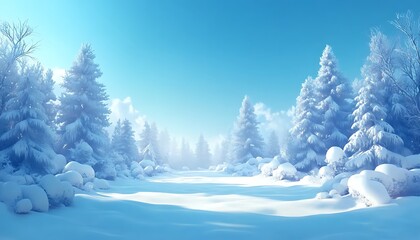 Naklejka premium Snowy Winter Forest Pathway