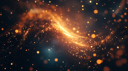 Fototapeta premium Golden Sparkles Abstract Background Dark Bokeh, Glittering Design