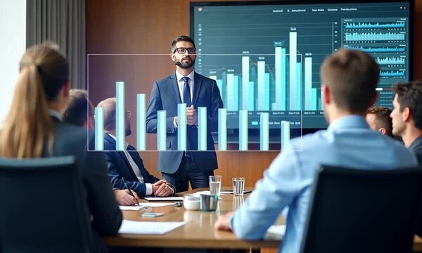 Conference Business Meeting &ndash; CEO Presenting Data to Investors