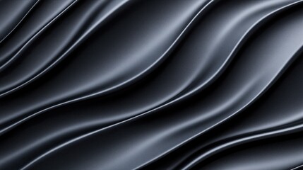 Obraz premium Dark gray wavy satin fabric flowing smoothly creating elegant curves