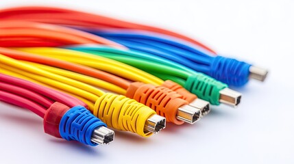 Vibrant, colorful USB cables showcasing technology and connectivity.