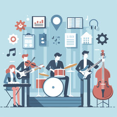 vector image of people playing music