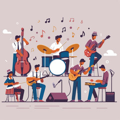 vector image of people playing music