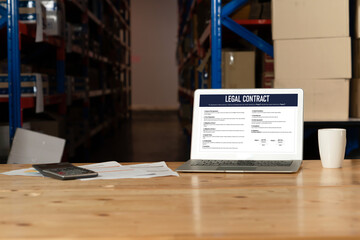 Digital legal contract provide terms and conditions document on computer screen ready for online digital signature for deal agreement of future business snugly