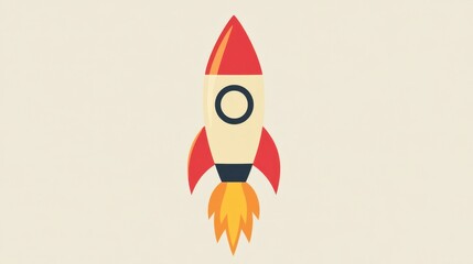 Colorful rocket launching illustration, ideal for imaginative projects and presentations.
