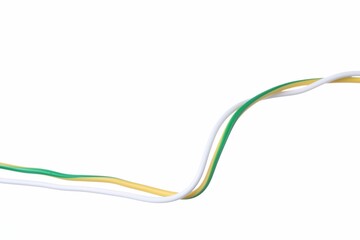 Two colorful electrical wires on white background