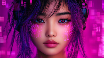 Cyberpunk AI Portrait – Futuristic Cyberpunk AI with Digital Augmentation – Cyberpunk AI Aesthetic in Sci-Fi Ar