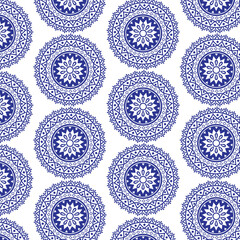 Bright Floral Pattern with Repeating Geometric Design