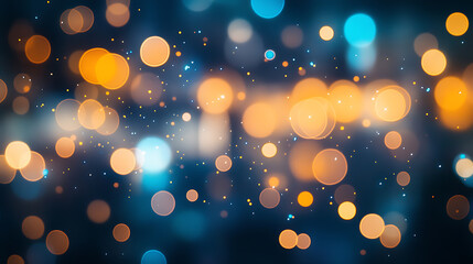 Abstract Bokeh Background Orange and Blue Festive Lights Design