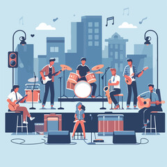 vector image of people playing music