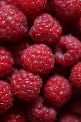 Close-Up of Fresh Ripe Red Raspberries with Detailed Texture and Vibrant Color