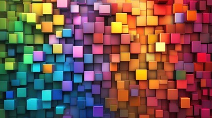 Vibrant abstract geometric pattern featuring colorful cubes in a gradient arrangement.