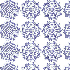 Bright Floral Pattern with Repeating Geometric Design