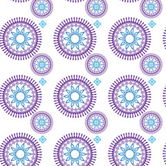 Bright Floral Pattern with Repeating Geometric Design