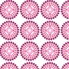 Bright Floral Pattern with Repeating Geometric Design
