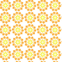 Bright Floral Pattern with Repeating Geometric Design
